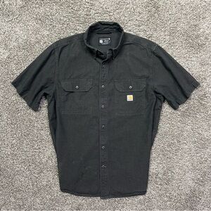 Carhartt Loose Fit Black Chambray Canvas Short Sleeve Work Shirt Men’s Size L